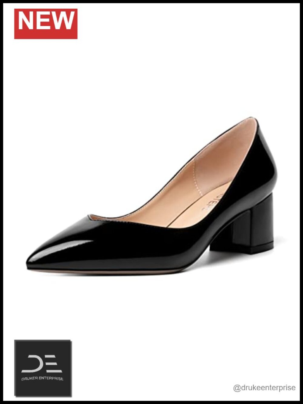 Womens Pointed Toe Chunky Heel Slip On Pumps Shoes